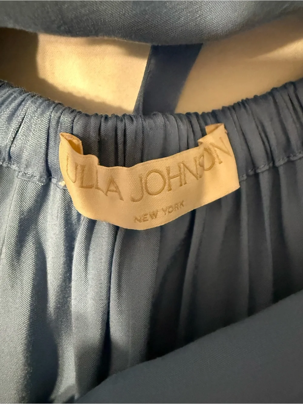 Ulla Johnson Dusty Blue Silk Puff-Sleeve Blouse
